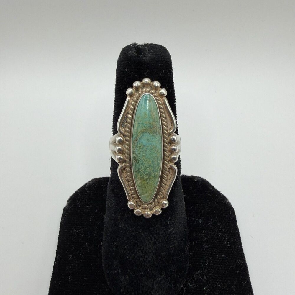 Vintage Sterling Silver Turquoise Stone Southwestern Ring Size 5.5 6.7g